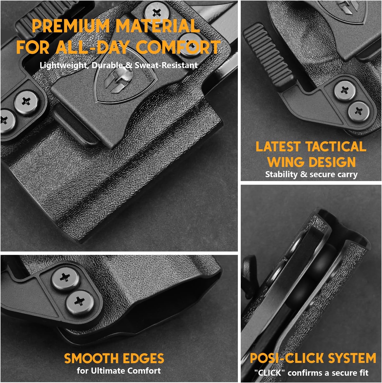 WARRIORLAND IWB Kydex Holster Compatible with Springfield Hellcat Pro, Not Fit Hellcat, Inside Waistband Appendix Conceal Carry, with Claw & Adj. Retention & Cant, Right Hand - WARRIORLAND