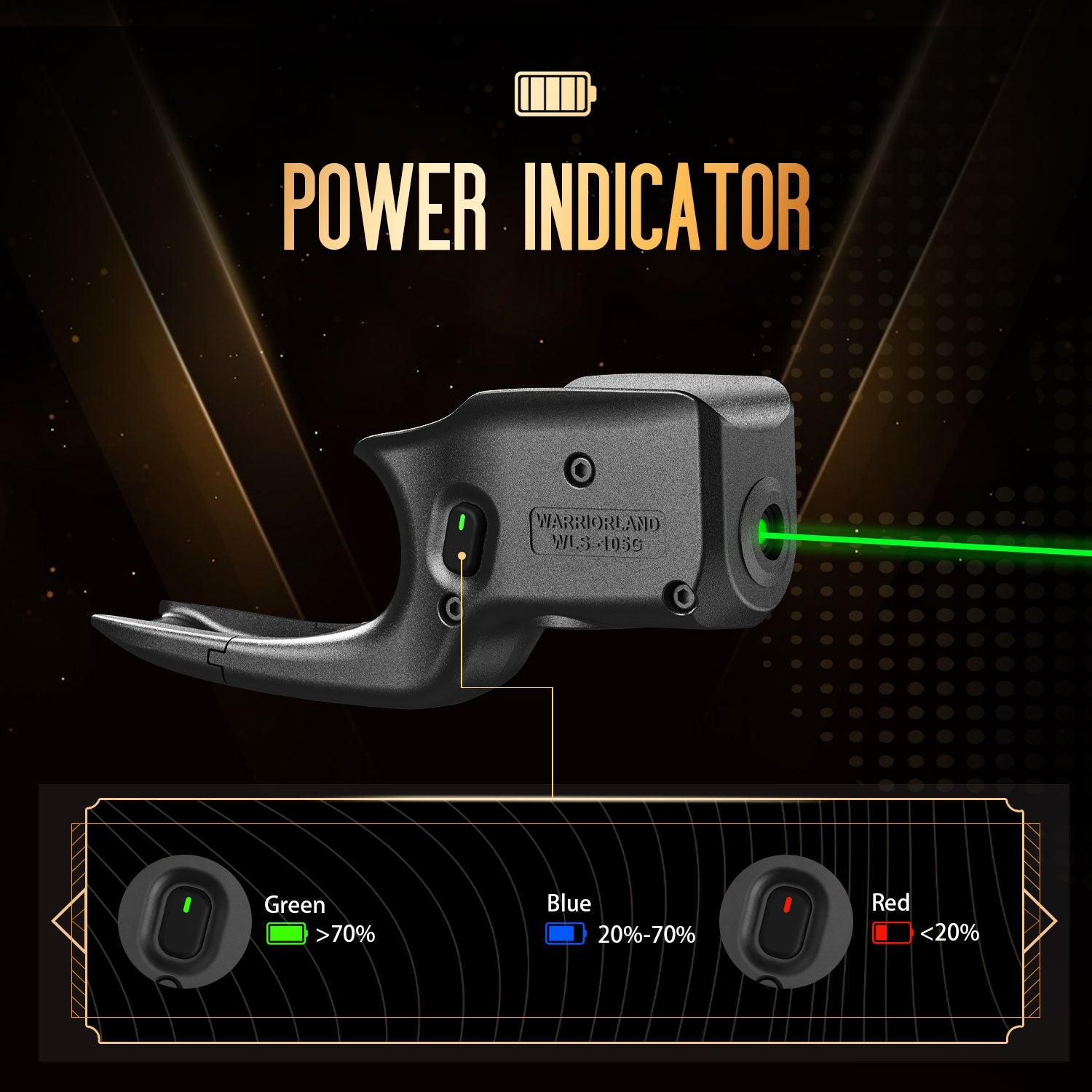 Green Laser Sight Tailored Fit G42 / G43 / G43X / G48, Ultra Compact G43 Beam Sight, Gun Sight with Ambidextrous On/Off Switch & Power Indicator, WLS-105G|WARRIORLAND - WARRIORLAND