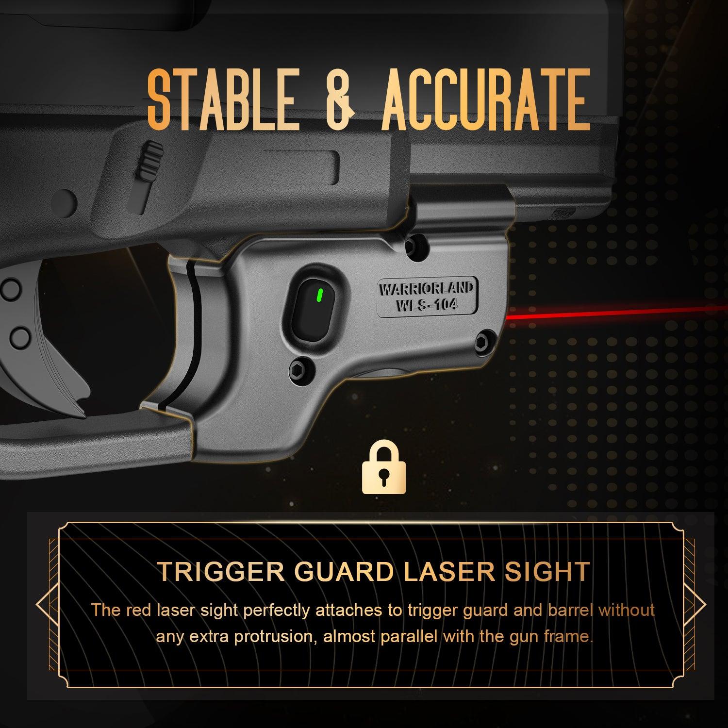 Red Laser Sight Compatible with Glock 17/19 Gen 3-5, G23/31/32 Gen 3-4 & G19X/44/45, Ultra Compact G19 Beam Sight, Gun Sight with Ambidextrous On/Off Switch & Power Indicator, WLS-104|WARRIORLAND - WARRIORLAND