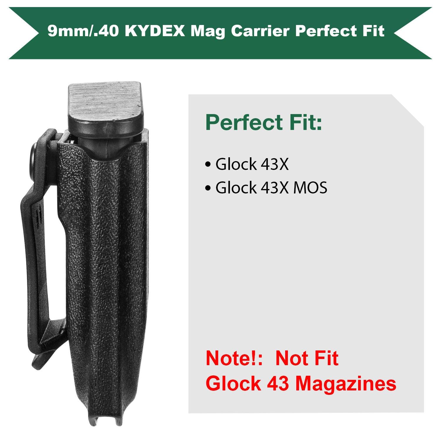 Glock 43X / G43X MOS Mag Carrier IWB/OWB Magazine Holster 9mm/.40 Stack Fit: Glock 43X / 43X MOS Magazine, Not Fit Glock 43|WARRIORLAND - WARRIORLAND
