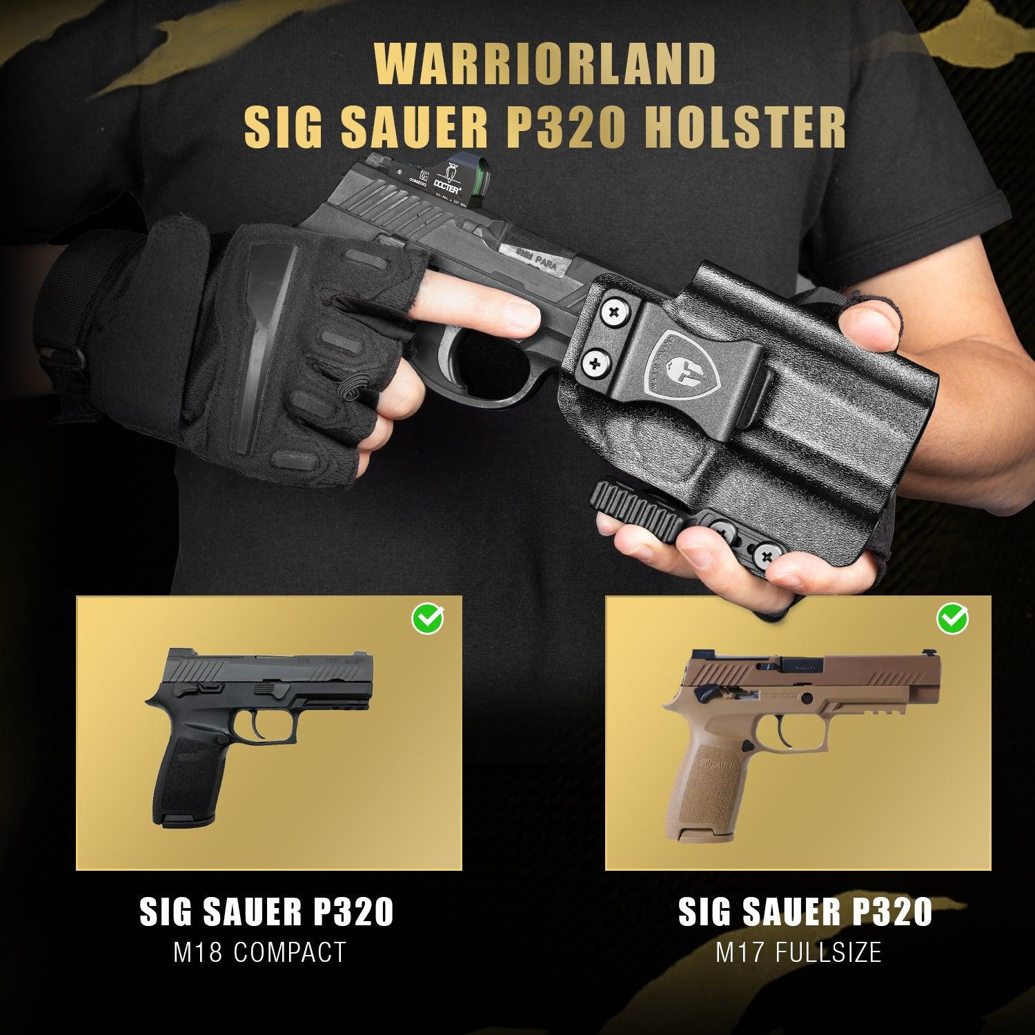 Sig P320 IWB Kydex Holster with Claw Attachment and Optic Cut: Sig Sauer P320 Compact M18 / P320 Fullsize M17, Inside Waistband Appendix Carry P320 Holster, Adj. Cant & Retention, Right|WARRIORLAND - WARRIORLAND