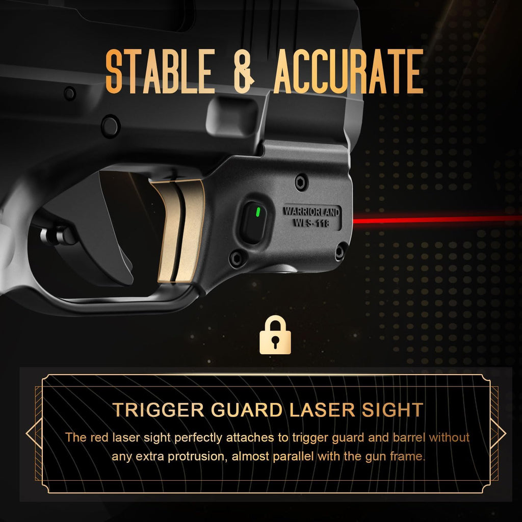 WARRIORLAND Red Laser Sight Fit Springfield Armory Hellcat (Not Fit Hellcat Pro), First Red Beam Sight with Power Indicator, Trigger Laser with Ambidextrous On/Off Switch, WLS-118 - WARRIORLAND