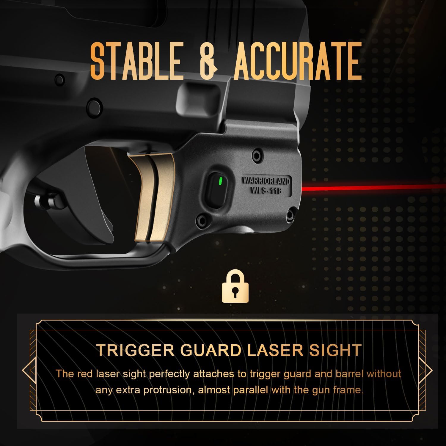 WARRIORLAND Red Laser Sight Fit Springfield Armory Hellcat (Not Fit Hellcat Pro), First Red Beam Sight with Power Indicator, Trigger Laser with Ambidextrous On/Off Switch, WLS-118 - WARRIORLAND