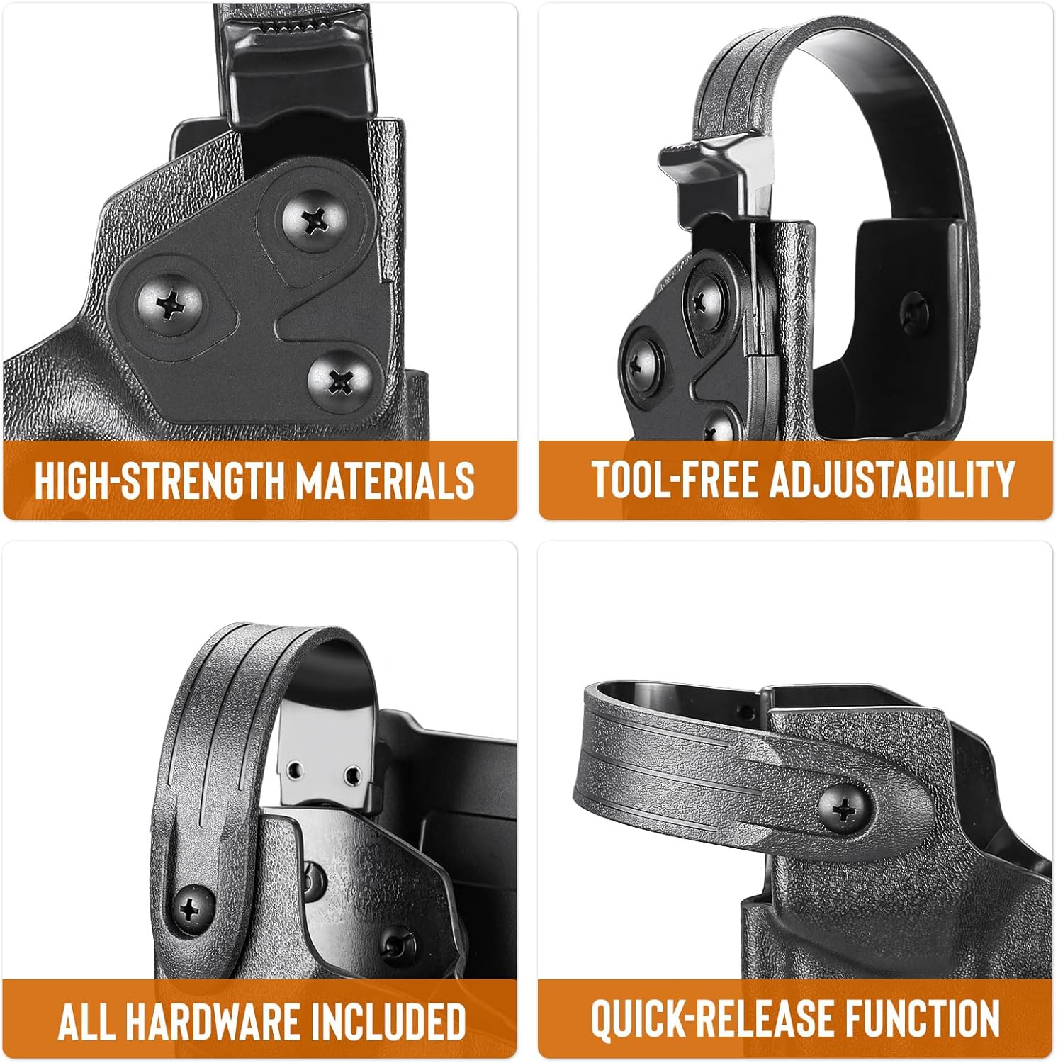 WARRIORLAND Level II Holster Retention Thumb Release Hood Kit - Impact-Resistant Polymer, Right/Left Hand Options, Compatible with Level II Holsters - WARRIORLAND