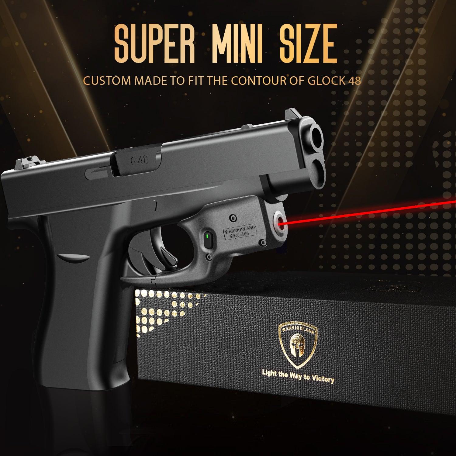 Red Laser Sight Designed to Fit Glock 48 with Holster Combo, Red Beam Sight with Power Indicator, Custom-Made IWB Kydex Holster Right Hand, WLS-105 w/ G48 Holster - WARRIORLAND