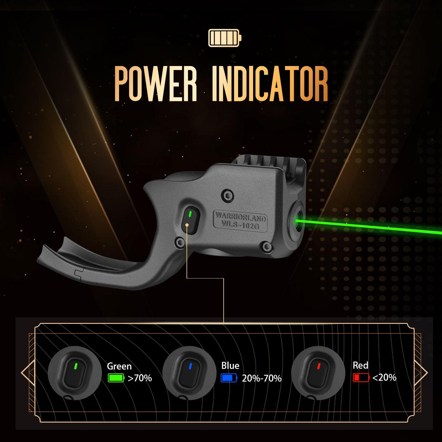 Green Laser Sight Tailored Fit M&P Shield 9mm/.40 Pistol (Not Fit M&P Shield Plus), Ultra Compact Shield 40 Beam Sight, Gun Sight with Ambidextrous On/Off Switch & Power Indicator, WLS-102G|WARRIORLAND - WARRIORLAND