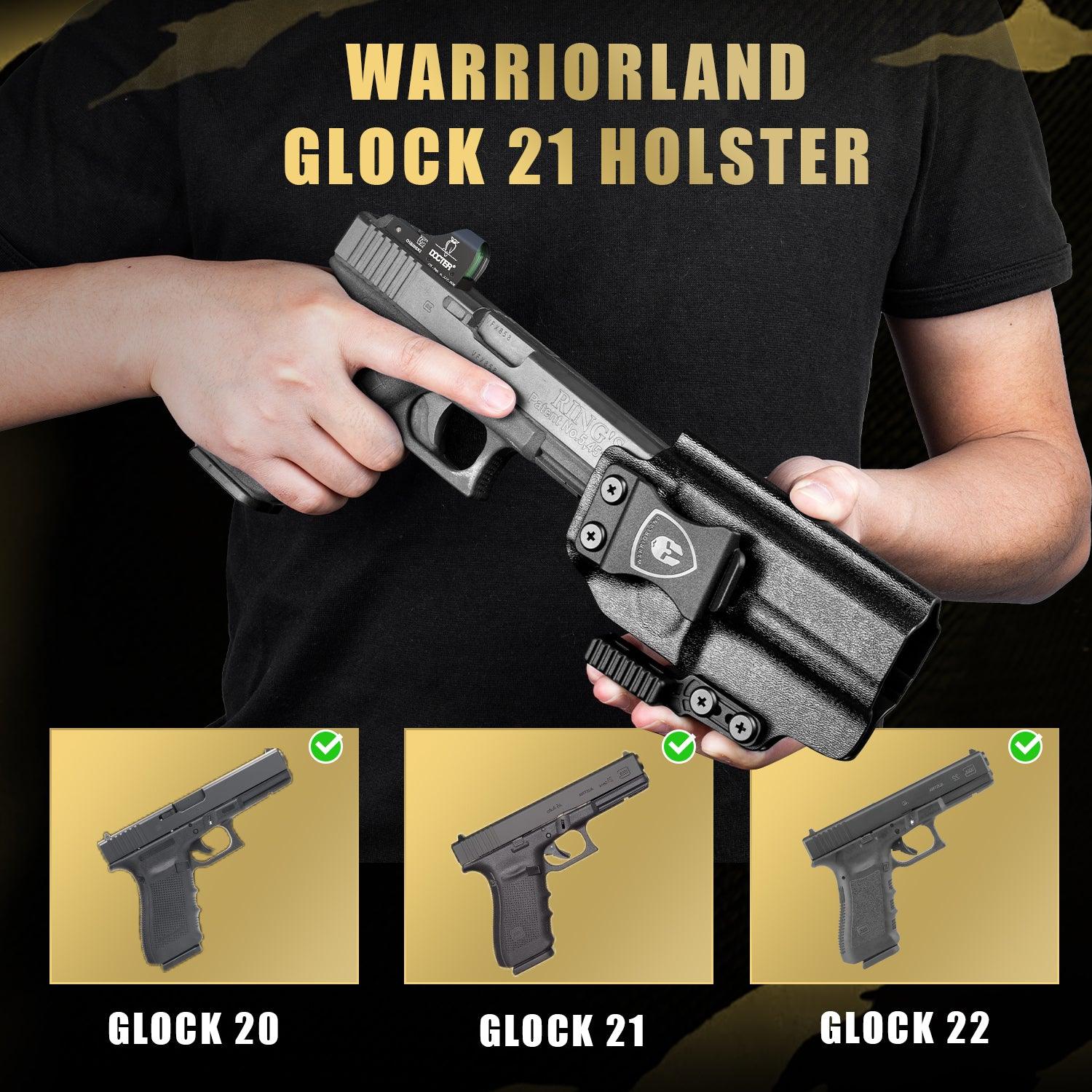 IWB Kydex Holster with Claw Attachment and Optic Cut Fit G20 / G21 (Gen 3 4 5) & G22 Gen 5 Pistol, Inside Waistband Appendix Carry G21 Holster, Adj. Cant & Retention, Right Hand|WARRIORLAND - WARRIORLAND
