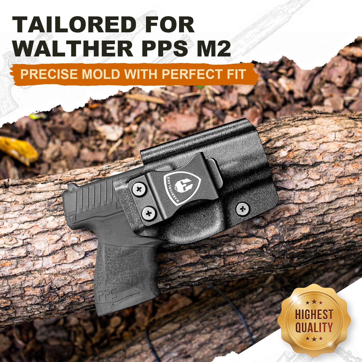 Walther PPS M2 Holster IWB Kydex Holster Optics Cut Fit Walther PPS M2 Pistol, Inside Waistband Appendix Carry PPS M2 Holster, Adj. Retention & Cant, Right Hand|WARRIORLAND - WARRIORLAND