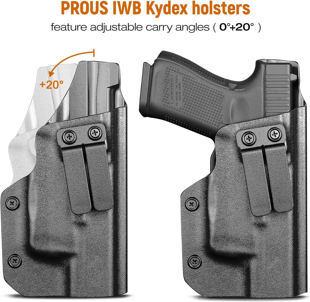 IWB Kydex Holster for Glock 19 with TLR6, Fit Glock 17/19 Gen 3-5, 23/32 Gen 3-4& 19X/ 44/45, Inside Waistband Conceal Carry, Adj. Cant & Retention, Right Hand - WARRIORLAND
