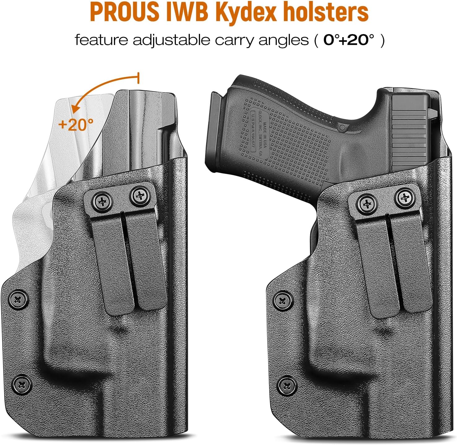 IWB Kydex Holster for Glock 19 with TLR6, Fit Glock 17/19 Gen 3-5, 23/32 Gen 3-4& 19X/ 44/45, Inside Waistband Conceal Carry, Adj. Cant & Retention, Right Hand - WARRIORLAND
