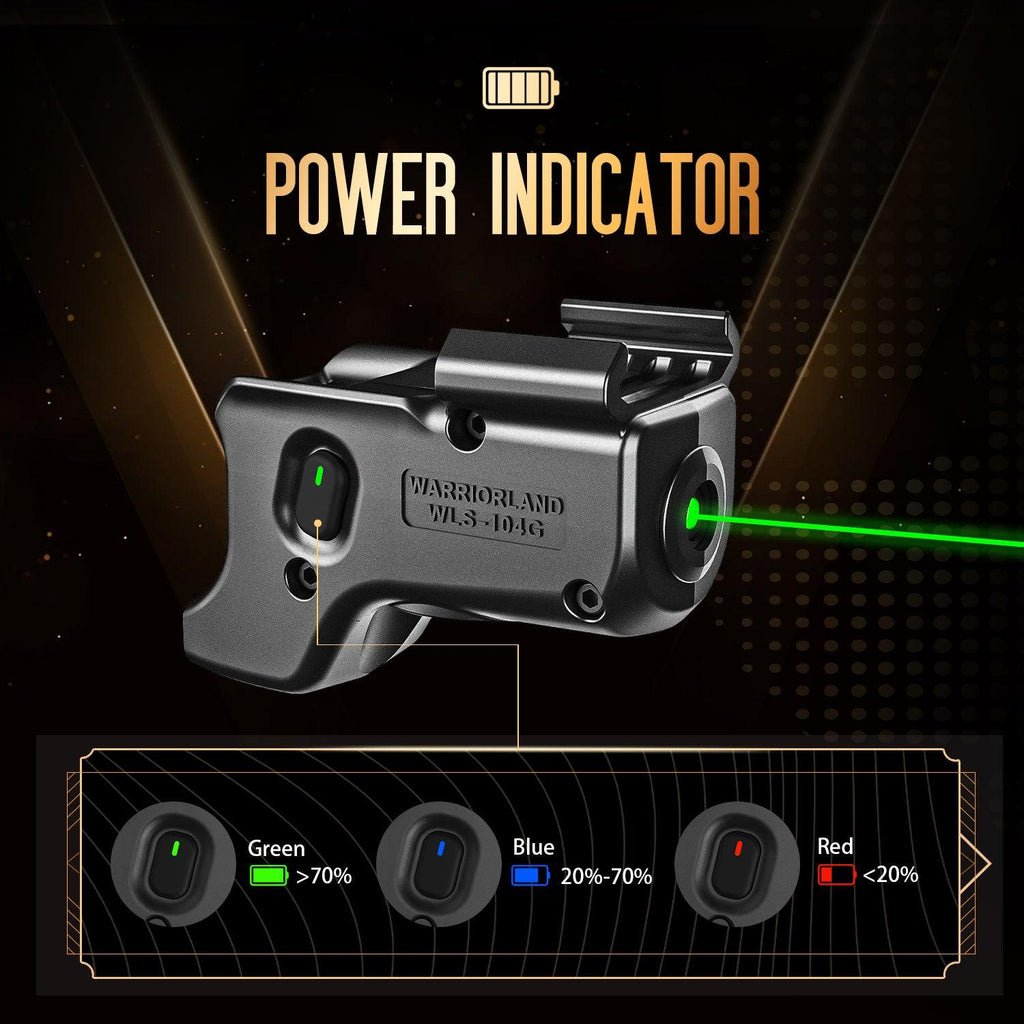 WLS-104G Laser Sight Tailored Fit Glock 17/19/19X/23/31/32/44/45, Ultra Compact G19 Beam Sight, Gun Sight with Ambidextrous On/Off Switch & Power Indicator|WARRIORLAND - WARRIORLAND