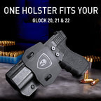 WARRIORLAND Compatible with Glock 20 21 22 Holster OWB Kydex Holster Optics Cut: G21 / G20 (Gen 3 4 5) & G22 Gen 5, Outside Waistband Open Carry G21 Holster with 1.75 Inch Paddle, Adj. Retention - WARRIORLAND