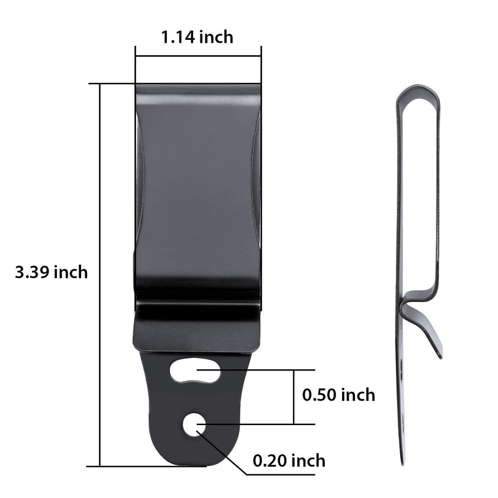 2 Pack 1.75 INCH BLACK OXIDE STEEL CLIP Belt Clip for IWB & OWB Sheath, Kydex Holster & Knife Sheath Belt Clip, Belt Clip for Holster, with Metal Washers/Screws/Slotted Binding Posts/Washers - WARRIORLAND