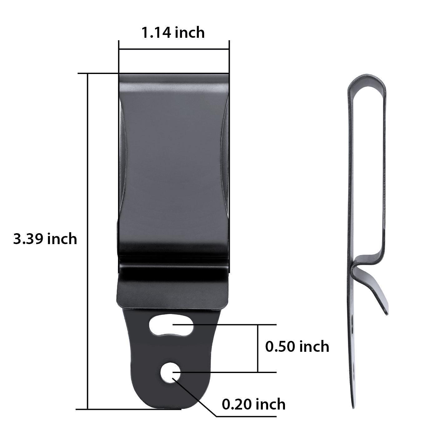2 Pack 1.75 INCH BLACK OXIDE STEEL CLIP Belt Clip for IWB & OWB Sheath, Kydex Holster & Knife Sheath Belt Clip, Belt Clip for Holster, with Metal Washers/Screws/Slotted Binding Posts/Washers - WARRIORLAND