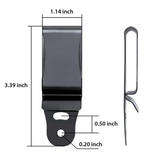 2 Pack 1.75 INCH BLACK OXIDE STEEL CLIP Belt Clip for IWB & OWB Sheath, Kydex Holster & Knife Sheath Belt Clip, Belt Clip for Holster, with Metal Washers/Screws/Slotted Binding Posts/Washers - WARRIORLAND