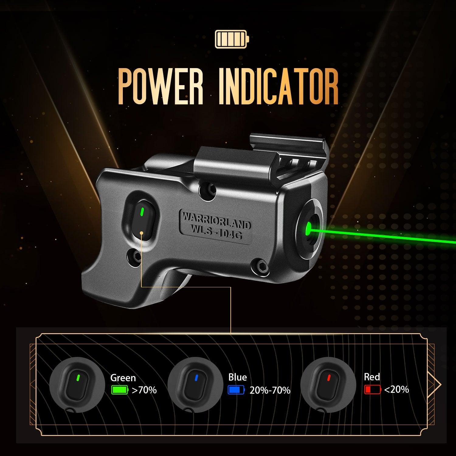 Green Laser Sight WLS-104G and Left Hand Kydex Holster Combo Tailored Fit Glock 17/19/19X/23/31/32/44/45, Ultra Compact G19 Beam Sight, Gun Sight with Ambidextrous On/Off Switch & Power Indicator|WARRIORLAND - WARRIORLAND