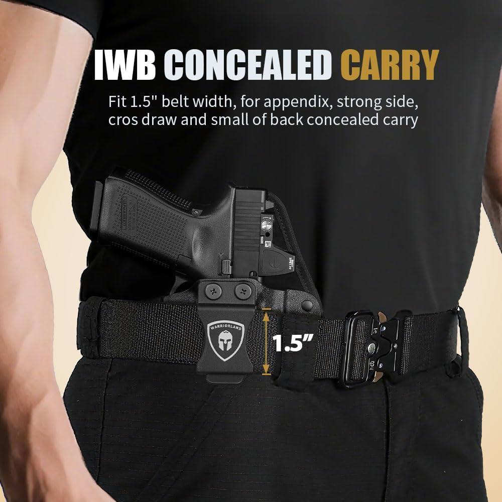 WARRIORLAND Universal Hybrid IWB Gun Holster for Glock 17 19 43X MOS, Sig P320, Taurus G2C, M&P M2.0, Springfield, CZ, Ruger & More – Kydex + Nylon Concealed Carry, Optic Cut, Adj. Cant & Retention - WARRIORLAND