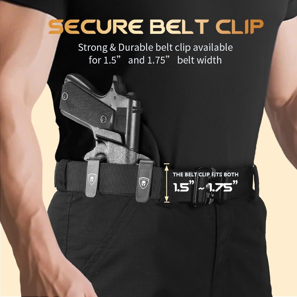 WARRIORLAND IWB Hybrid Kydex&Nylon Gun Holster for Colt 1911 Holster,Fits 1911 5'' No Rail Optics Cut Pistol Holster,Concealed Carry Holster for Men/Wome,Right Hand - WARRIORLAND