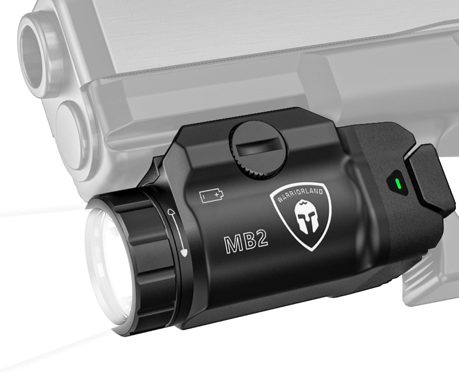 WARRIORLAND 500 Lumen Compact Pistol Light-White LED Tactical Light with Universal Rail Keys-Fits Glock 17/19,SIG SAUER P320,Taurus G2C,Smith&Wesson M&P9-Power Indicator (MB2) - WARRIORLAND