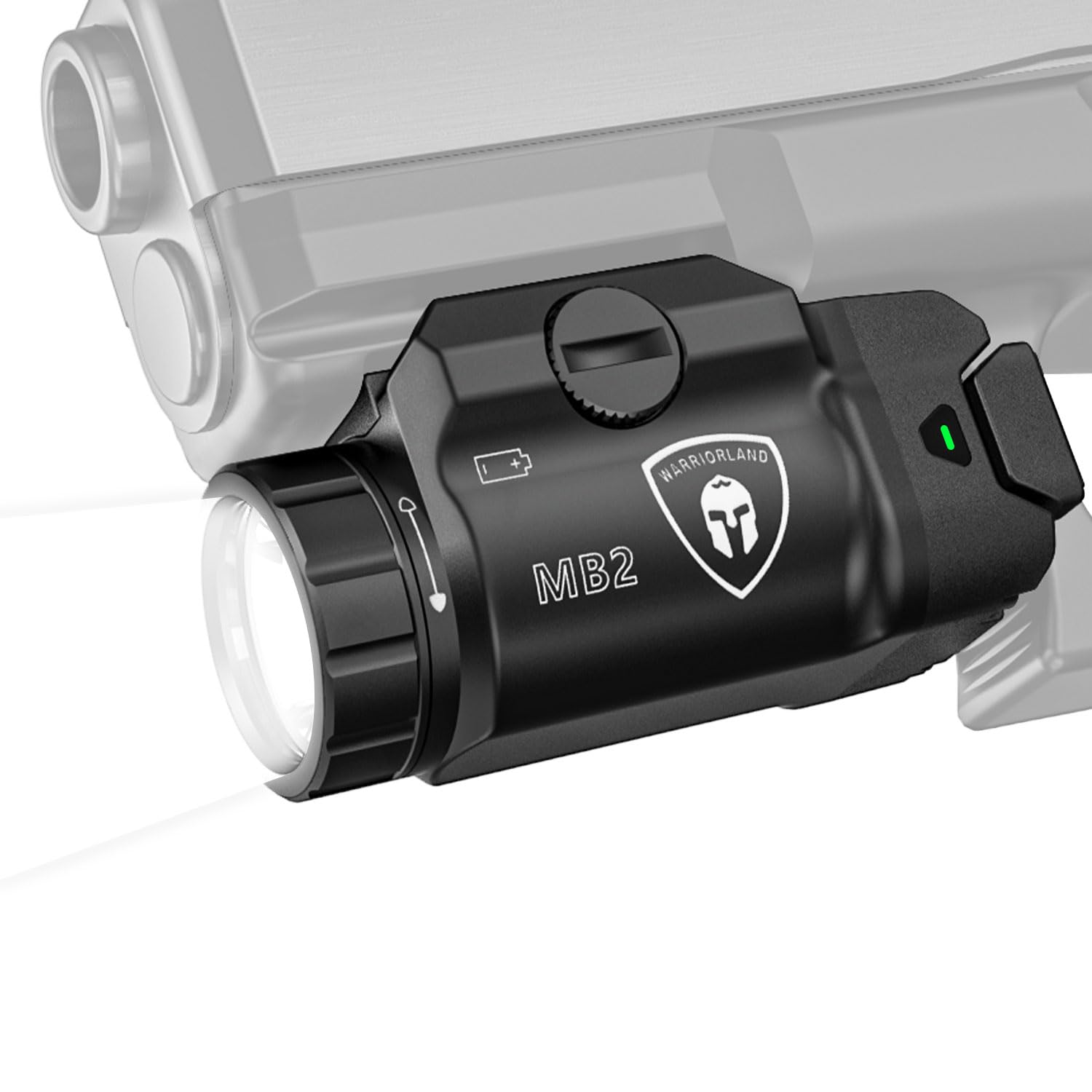 WARRIORLAND 500 Lumen Compact Pistol Light-White LED Tactical Light with Universal Rail Keys-Fits Glock 17/19,SIG SAUER P320,Taurus G2C,Smith&Wesson M&P9-Power Indicator (MB2) - WARRIORLAND
