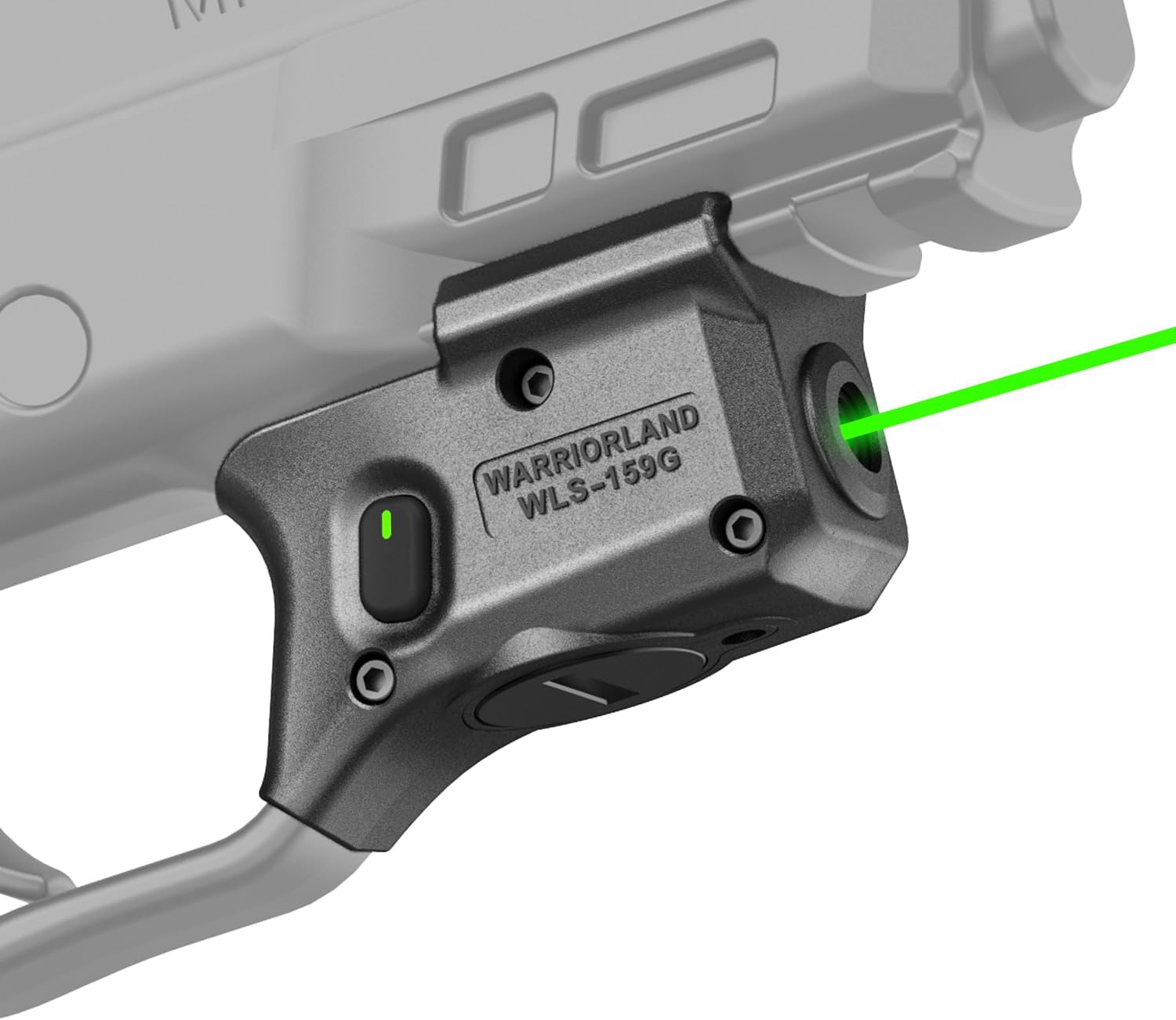 WARRIORLAND Green Laser Sight Fit Smith&Wesson M&P 9mm Shield EZ & M&P 380 Shield EZ, First Green Beam Sight with Power Indicator, S&W M&P Shield 9mm EZ Laser with Ambidextrous On/Off Switch, WLS-159G - WARRIORLAND