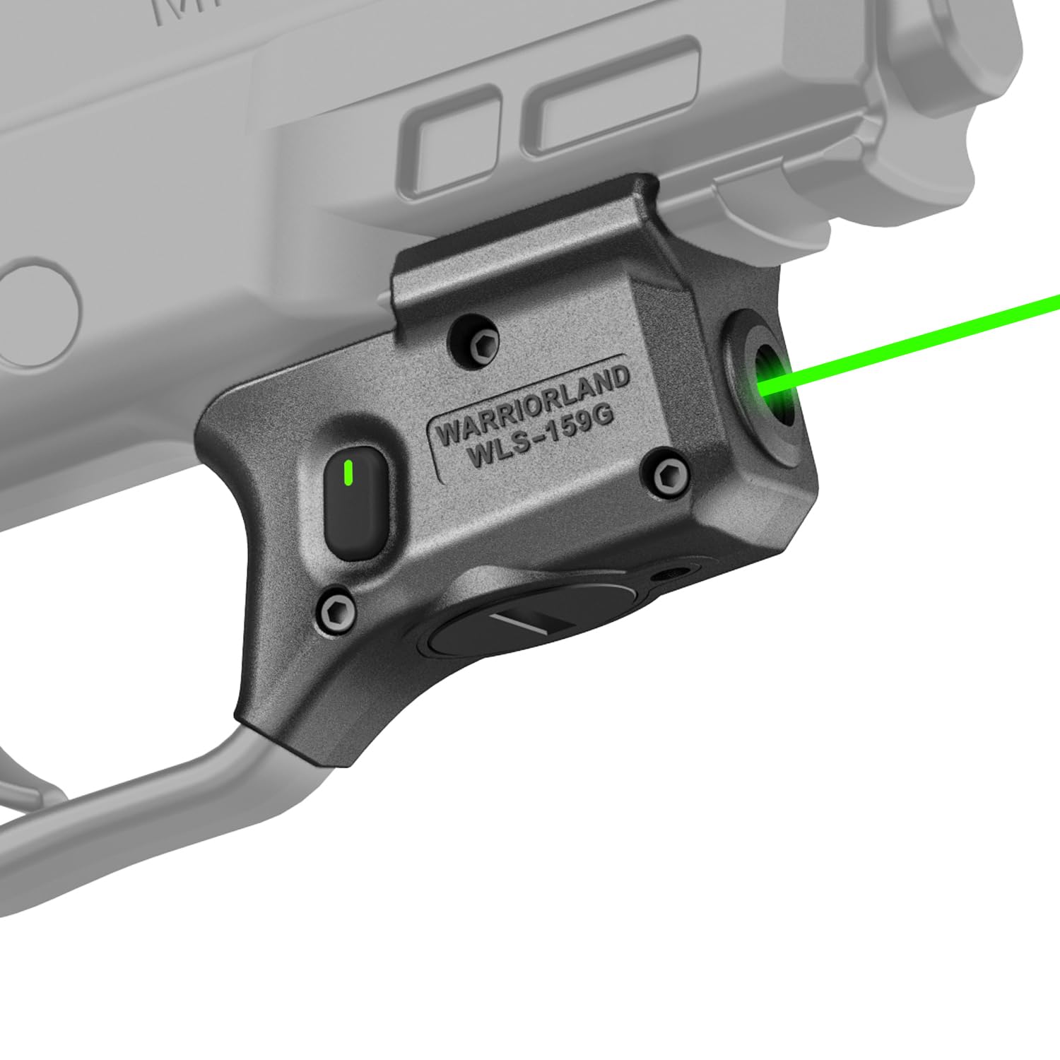 WARRIORLAND Green Laser Sight Fit Smith&Wesson M&P 9mm Shield EZ & M&P 380 Shield EZ, First Green Beam Sight with Power Indicator, S&W M&P Shield 9mm EZ Laser with Ambidextrous On/Off Switch, WLS-159G - WARRIORLAND