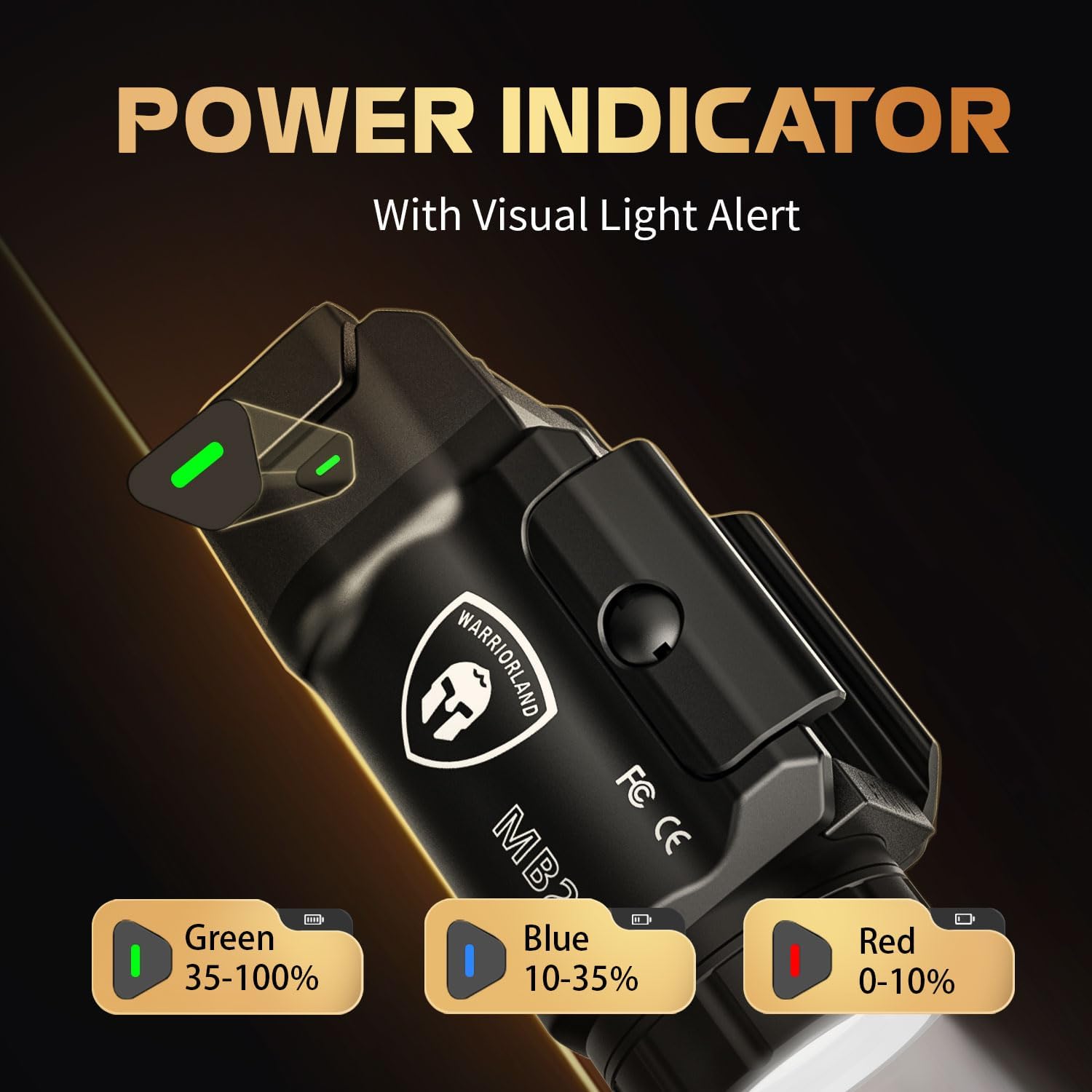WARRIORLAND 500 Lumen White LED Tactical Light with Glock 17/19 Polymer Claw Holster Combo-Compact Rail Mounted Weapon Light,with Battery Included (MB2/Glock 17/19) - WARRIORLAND