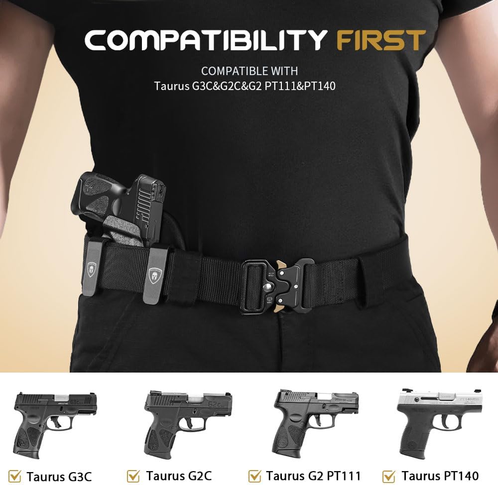 WARRIORLAND IWB Hybrid Kydex&Nylon Gun Holster for Taurus G2C Taurus G2S Taurus G3C Taurus G3C TORO Taurus G3 Taurus PT111 Millennium G2 Taurus PT140 Millennium G2,Optics Cut Pistol Holster,Concealed Carry Holster,Right Hand - WARRIORLAND