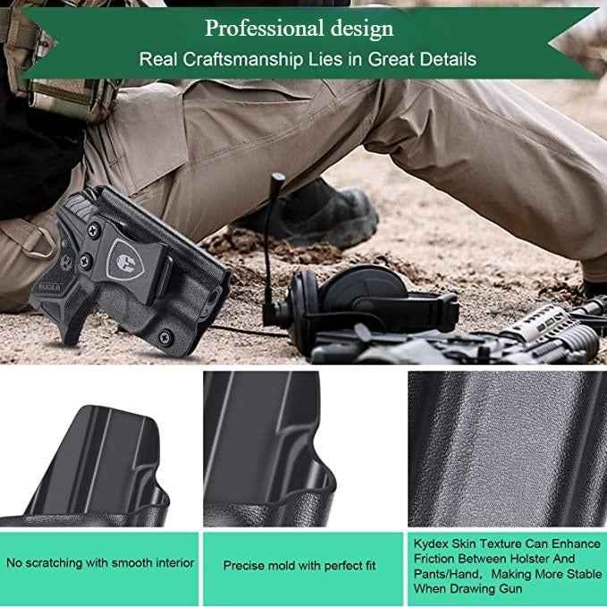 Ruger LCP 2 II .380 Pistol KYDEX IWB Holster Inside Waistband Appendix Carry Trigger Guard Right/ Left Handed  | WARRIORLAND