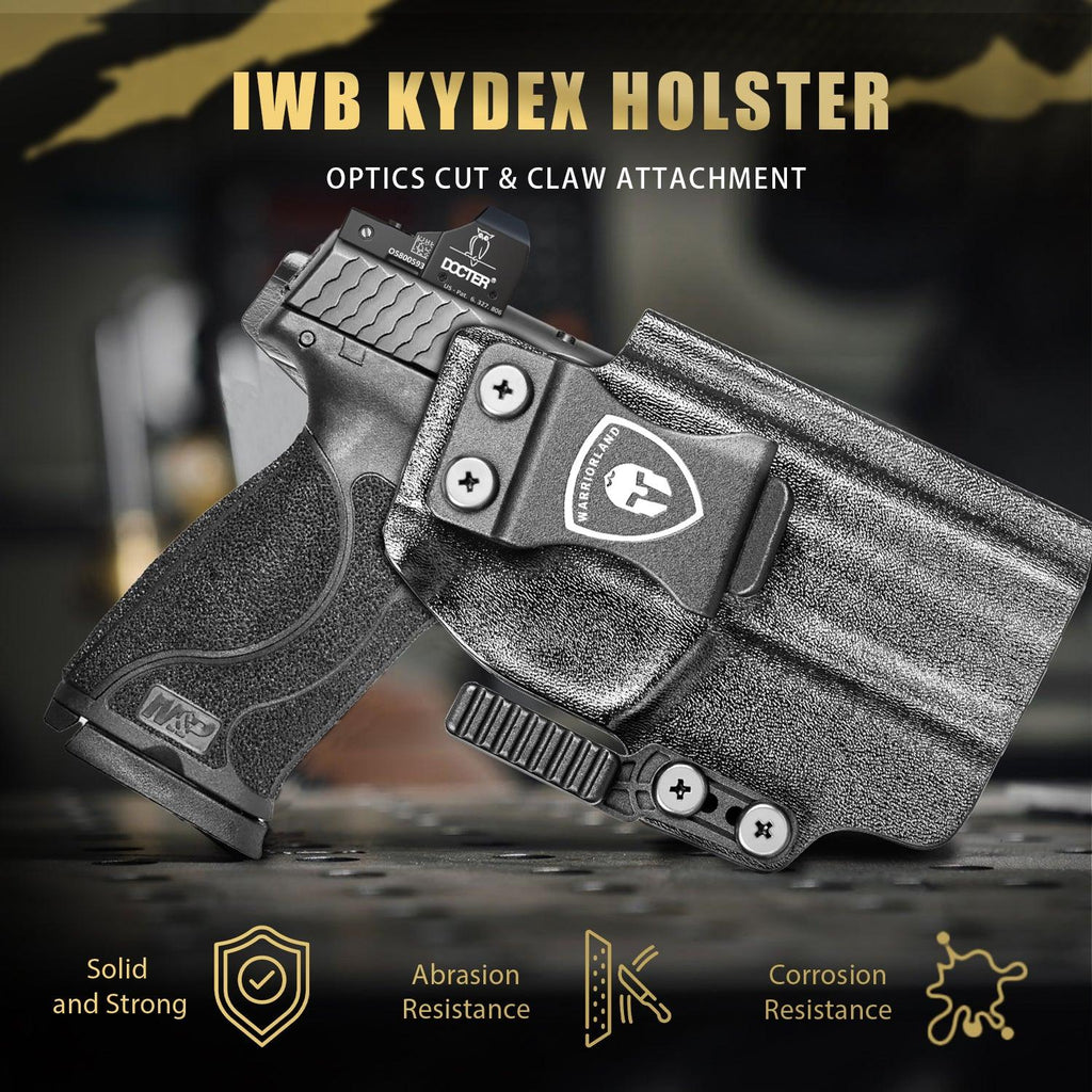 IWB Kydex Holster with Claw Attachment and Optic Cut Fit Smith & Wesson M&P 9mm / .40 Pistol, Inside Waistband Appendix Carry M&P 9mm Holster, Adj. Cant & Retention, Right Hand|WARRIORLAND - WARRIORLAND