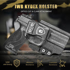 IWB Kydex Holster with Claw Attachment and Optic Cut Fit Smith & Wesson M&P 9mm / .40 Pistol, Inside Waistband Appendix Carry M&P 9mm Holster, Adj. Cant & Retention, Right Hand|WARRIORLAND - WARRIORLAND