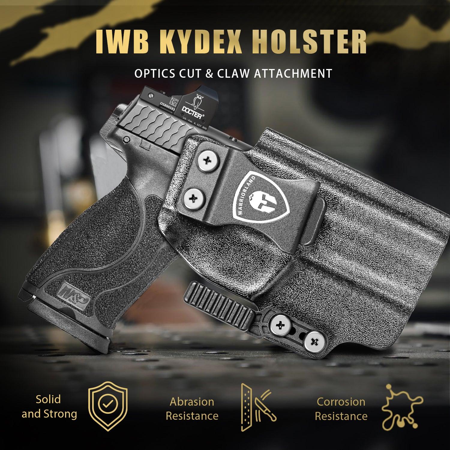 IWB Kydex Holster with Claw Attachment and Optic Cut Fit Smith & Wesson M&P 9mm / .40 Pistol, Inside Waistband Appendix Carry M&P 9mm Holster, Adj. Cant & Retention, Right Hand|WARRIORLAND - WARRIORLAND