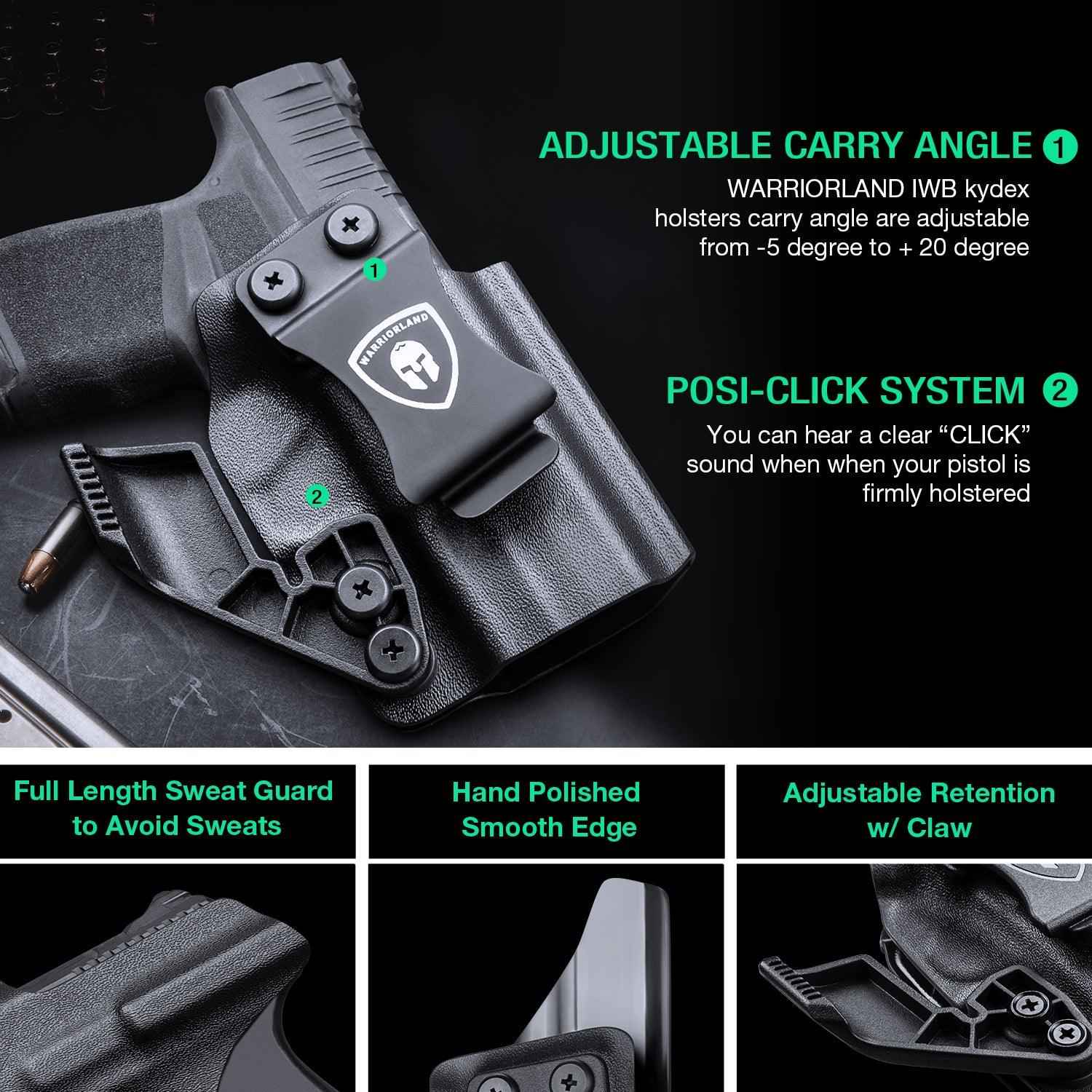 1.75 Inch Metal Clip IWB Kydex Holsters with Optics Ready & Claw for Springfield Hellcat/OSP/RDP | Right Hand