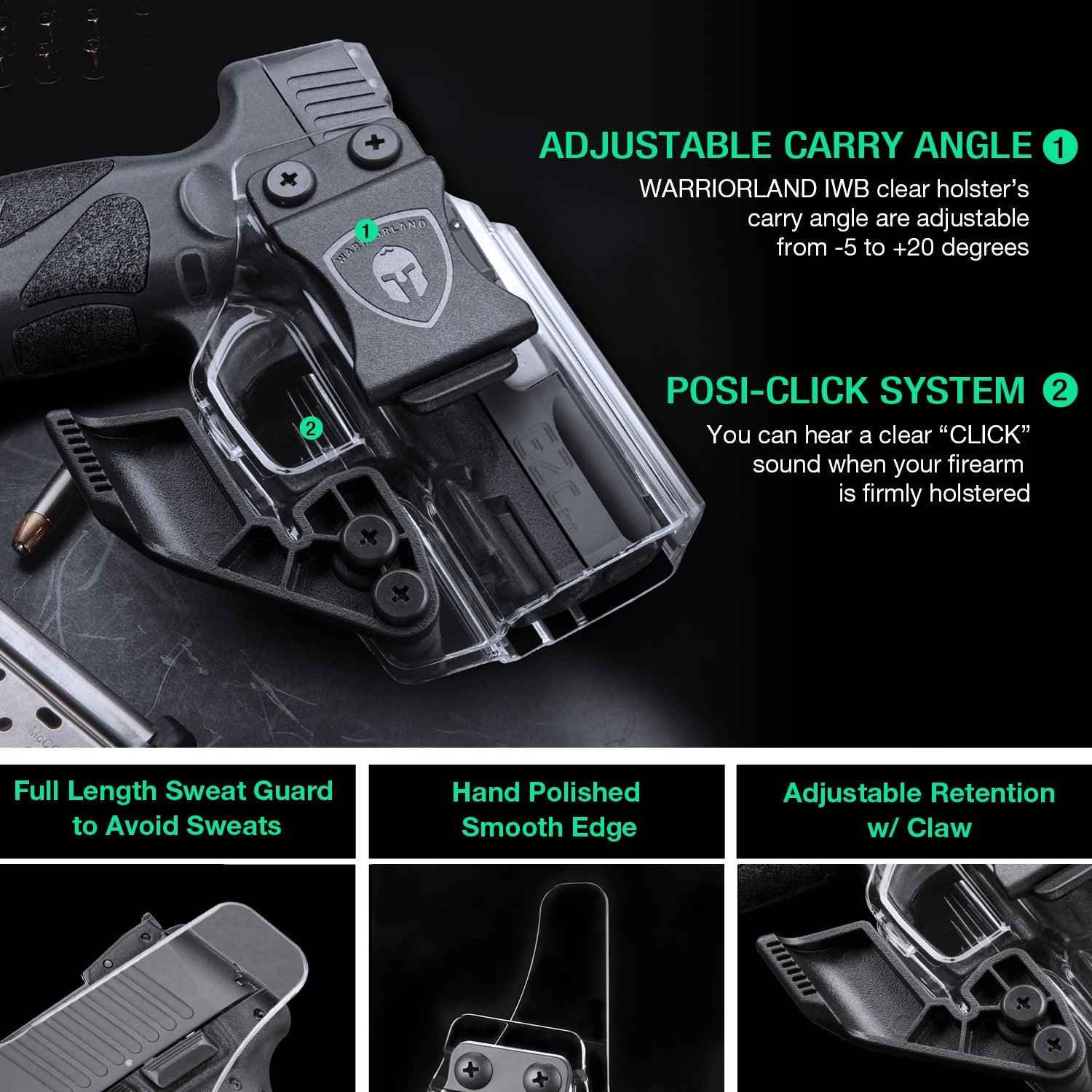 Clear Taurus G2C / G3C / Millennium PT111 G2 / PT140 Pistol Inside Waistband Concealed Carry Holster with Claw Red Dot Optics Sight | WARRIORLAND