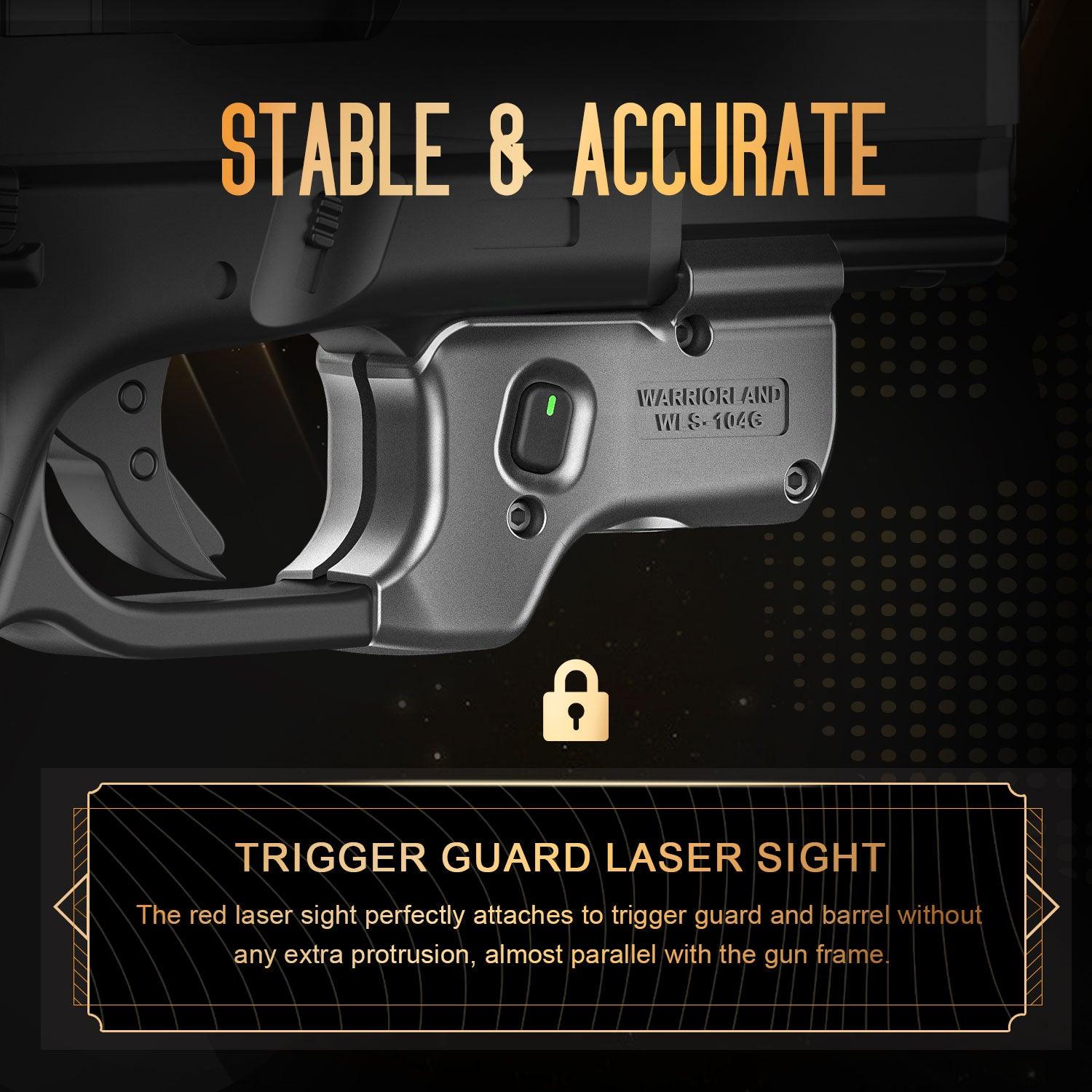 WLS-104G Laser Sight Tailored Fit Glock 17/19/19X/23/31/32/44/45, Ultra Compact G19 Beam Sight, Gun Sight with Ambidextrous On/Off Switch & Power Indicator|WARRIORLAND - WARRIORLAND