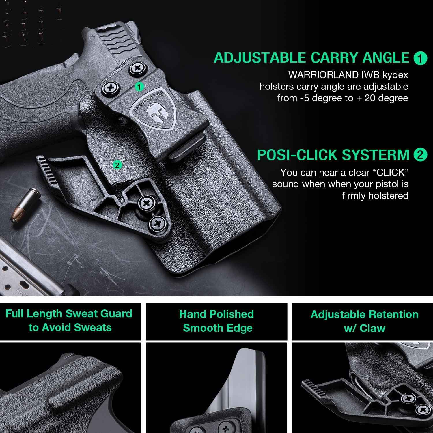 Smith & Wesson M&P Shield 9mm 380 EZ Kydex IWB Holster with Claw  for Fat Guys | WARRIORLAND