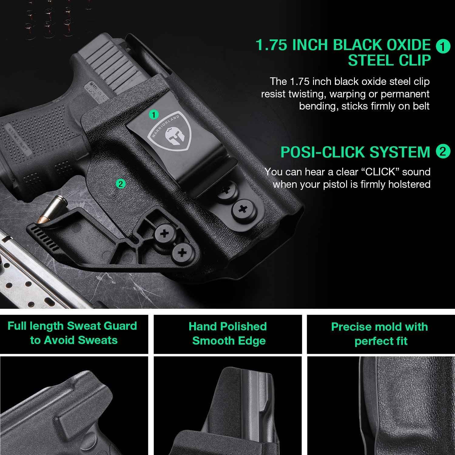 IWB Kydex Holster with Claw for Glock 26, Optic Ready Holster, Metal Belt Clip, 0.06 inch Kydex | Right/Left Hand
