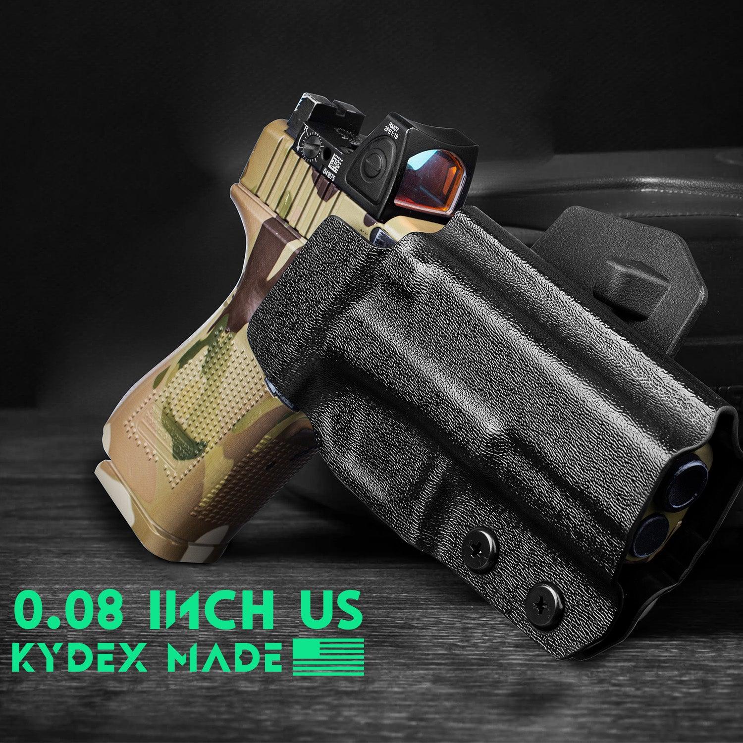 G23 Holster OWB Kydex Holster Optics Cut Fit G23 Gen 1-5 Pistol, Outside Waistband Open Carry G23 Gen 5 Holster with 1.75 Inch Paddle, Adj. Retention, Right Hand/Left Hand|WARRIORLAND - WARRIORLAND
