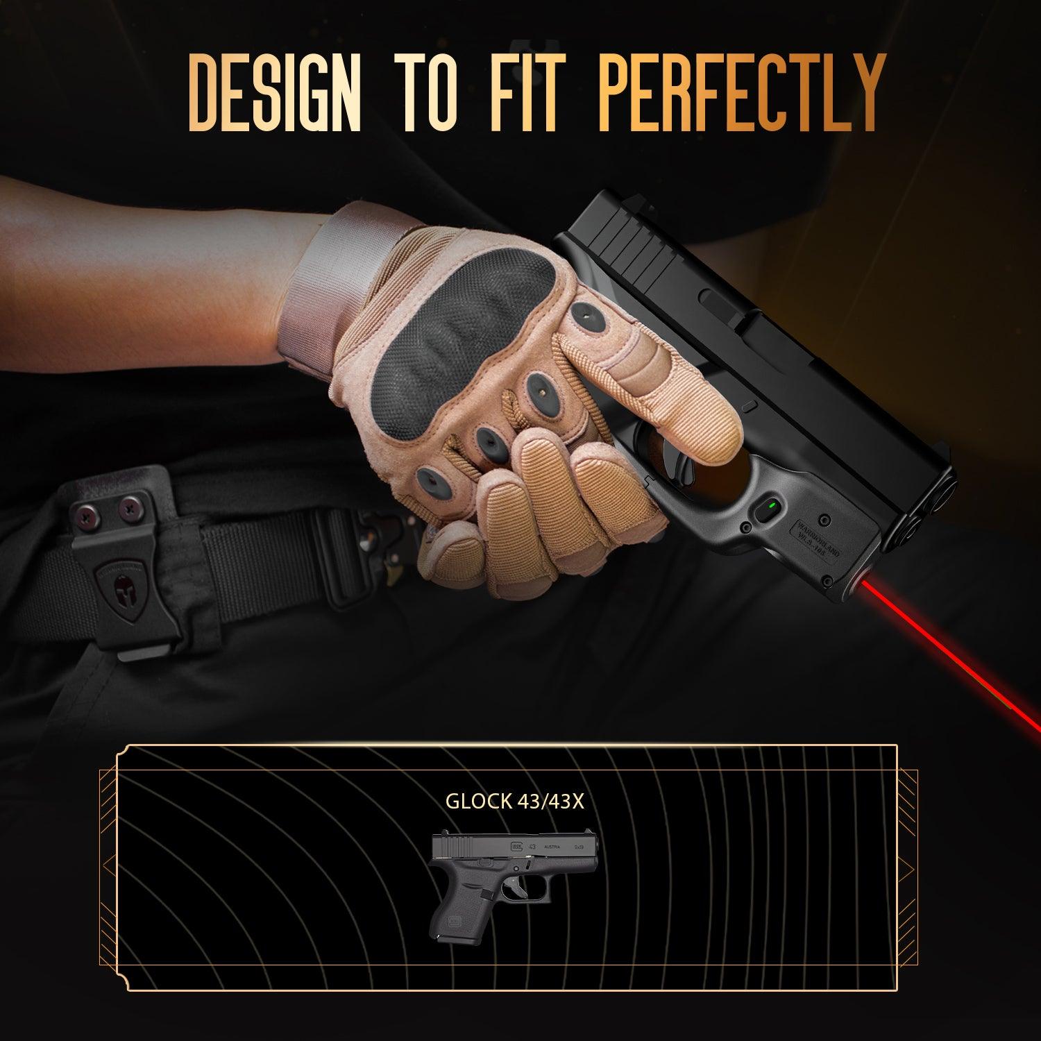Red Laser Sight Designed to Fit Glock 43/43X(No Rail Version) with Holster, Red Beam Sight with Power Indicator, Custom-Made IWB Kydex Holster Right Hand, WLS-105 w/ G43 Holster|WARRIORLAND - WARRIORLAND