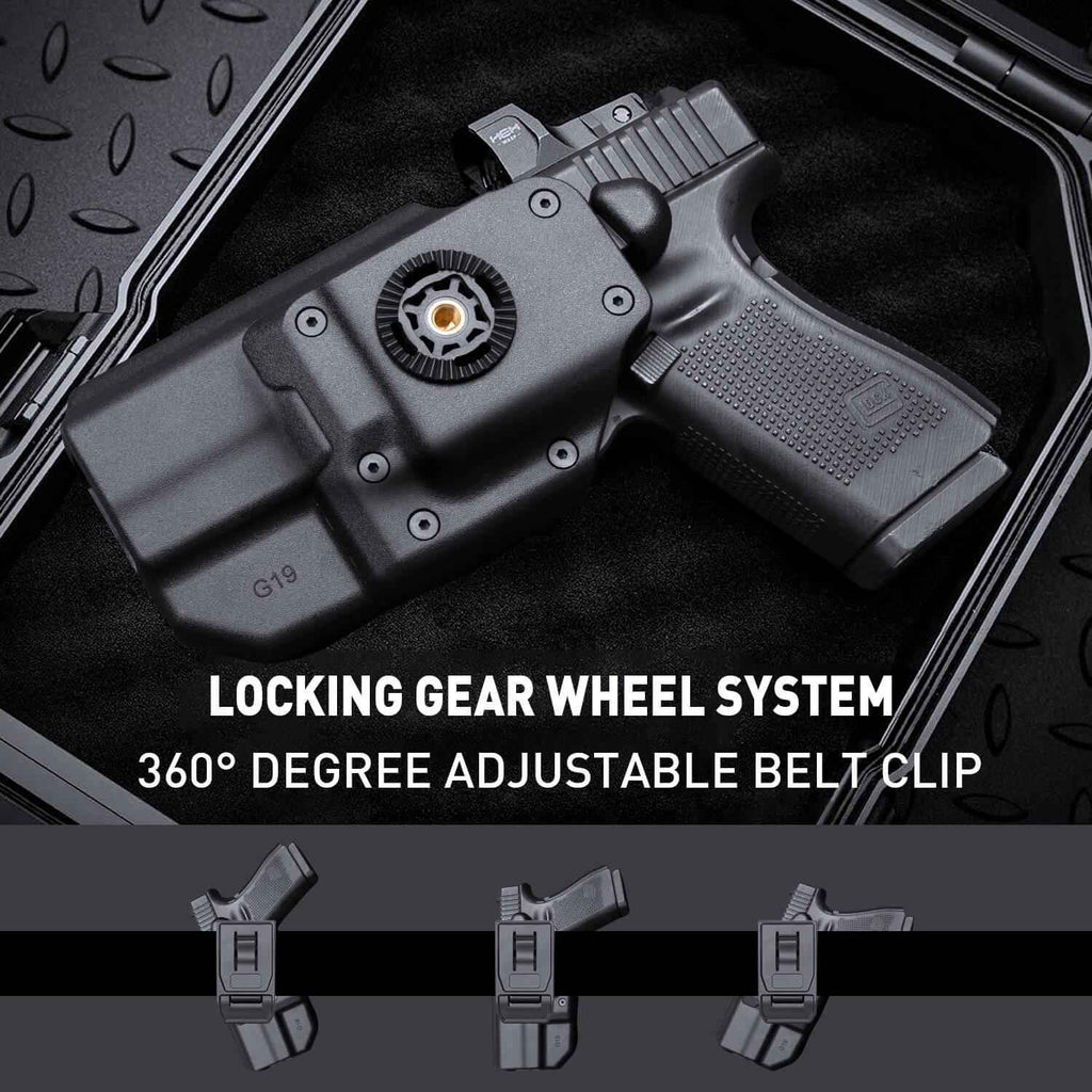 Level II Retention Thumb Release OWB Holster Glock 19/23/32/44 (Gen3-5), G19X/45 Polymer Holster with Red Dot Optics Cut