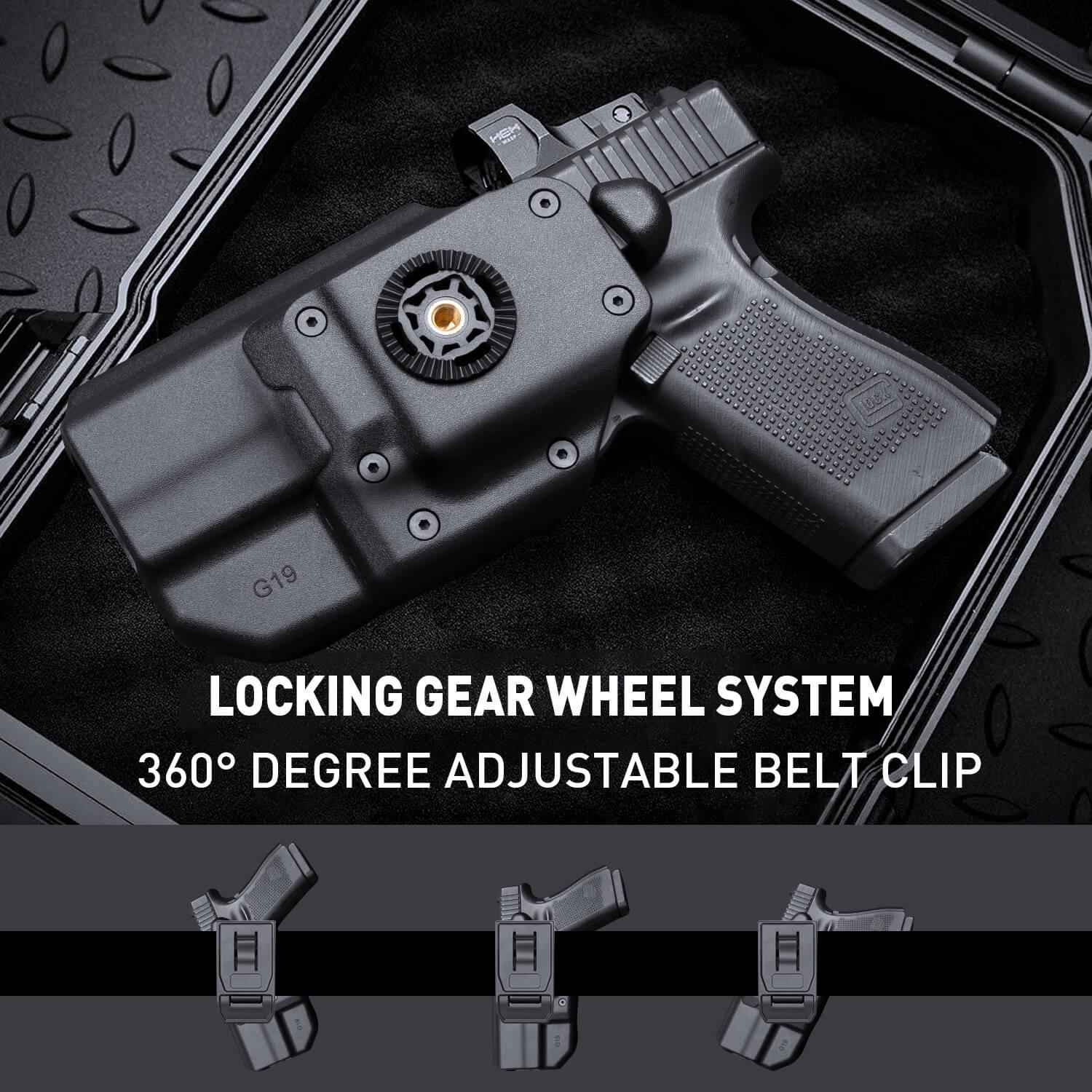 Level II Retention Thumb Release OWB Holster Glock 19/23/32/44 (Gen3-5), G19X/45 Polymer Holster with Red Dot Optics Cut