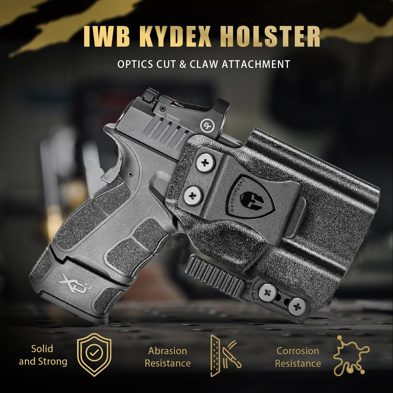 IWB Kydex Holster with Claw Attachment and Optic Cut Fit Springfield XD-S 3.3'' Pistol, Inside Waistband Appendix Carry XDS Holster, Adj. Cant & Retention, Right Hand|WARRIORLAND - WARRIORLAND