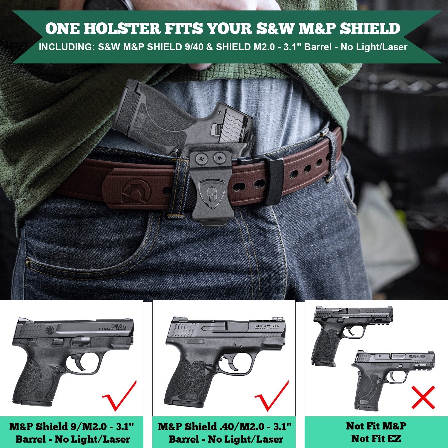 IWB Holster Fit M&P Shield 9mm &Smith & Wesson .40 3.1’’ M&P Shield M2.0 Compact Warriorland - WARRIORLAND