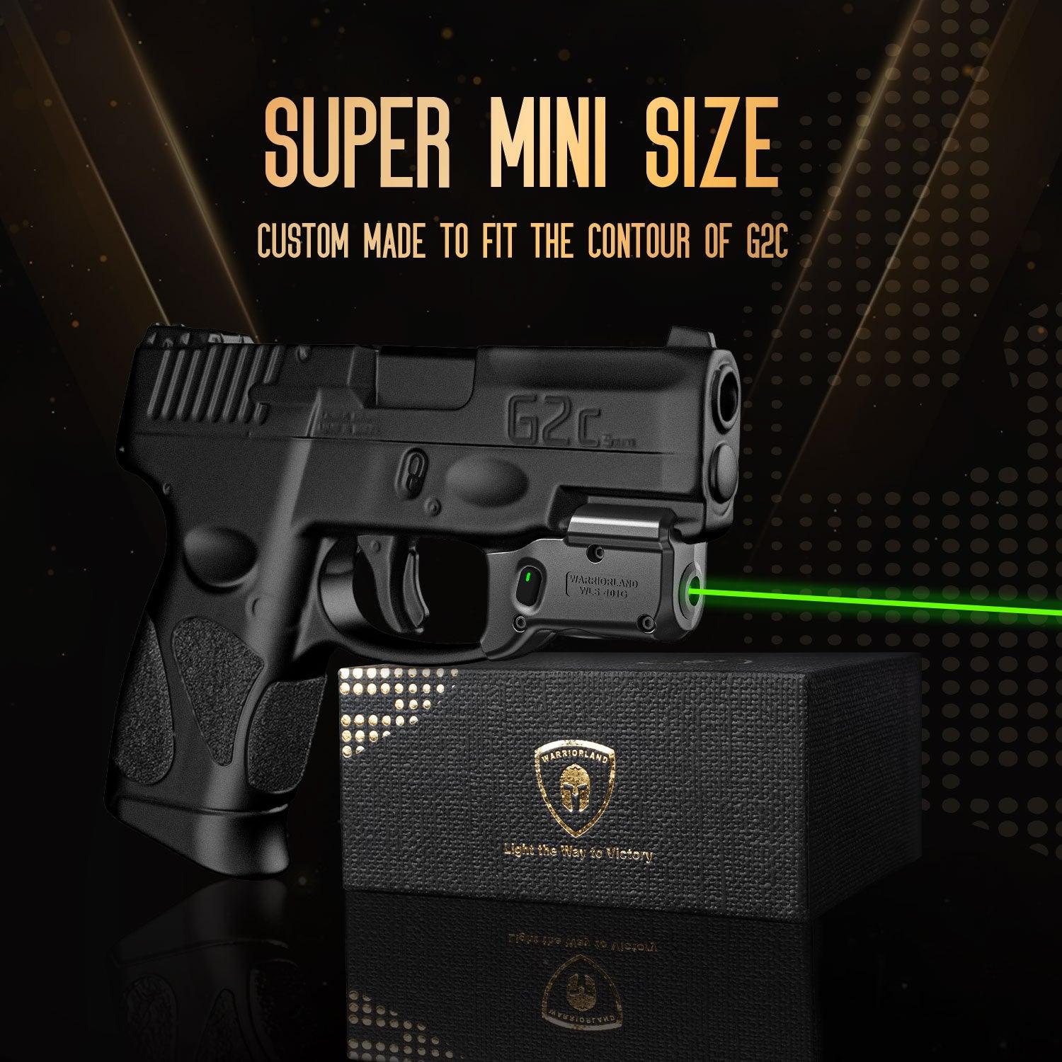 WARRIORLAND Green Laser Sight Tailored Fit Taurus G2C / Taurus G3C / Millennium G2 PT111 & PT140/Taurus G3, Ultra Compact G2C Beam Sight, Gun Sight with Ambidextrous On/Off Switch & Power Indicator, WLS-101G - WARRIORLAND