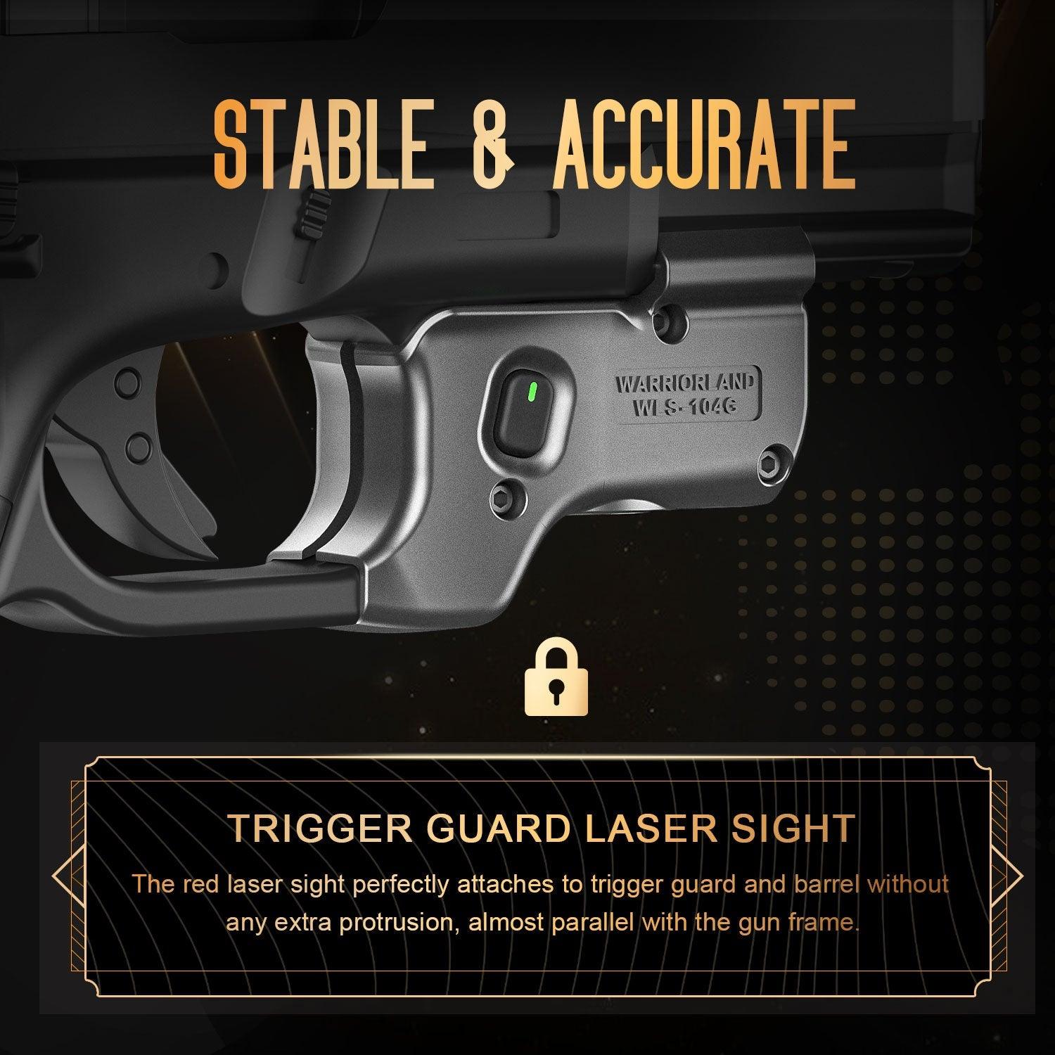 Green Laser Sight WLS-104G and Left Hand Kydex Holster Combo Tailored Fit Glock 17/19/19X/23/31/32/44/45, Ultra Compact G19 Beam Sight, Gun Sight with Ambidextrous On/Off Switch & Power Indicator|WARRIORLAND - WARRIORLAND