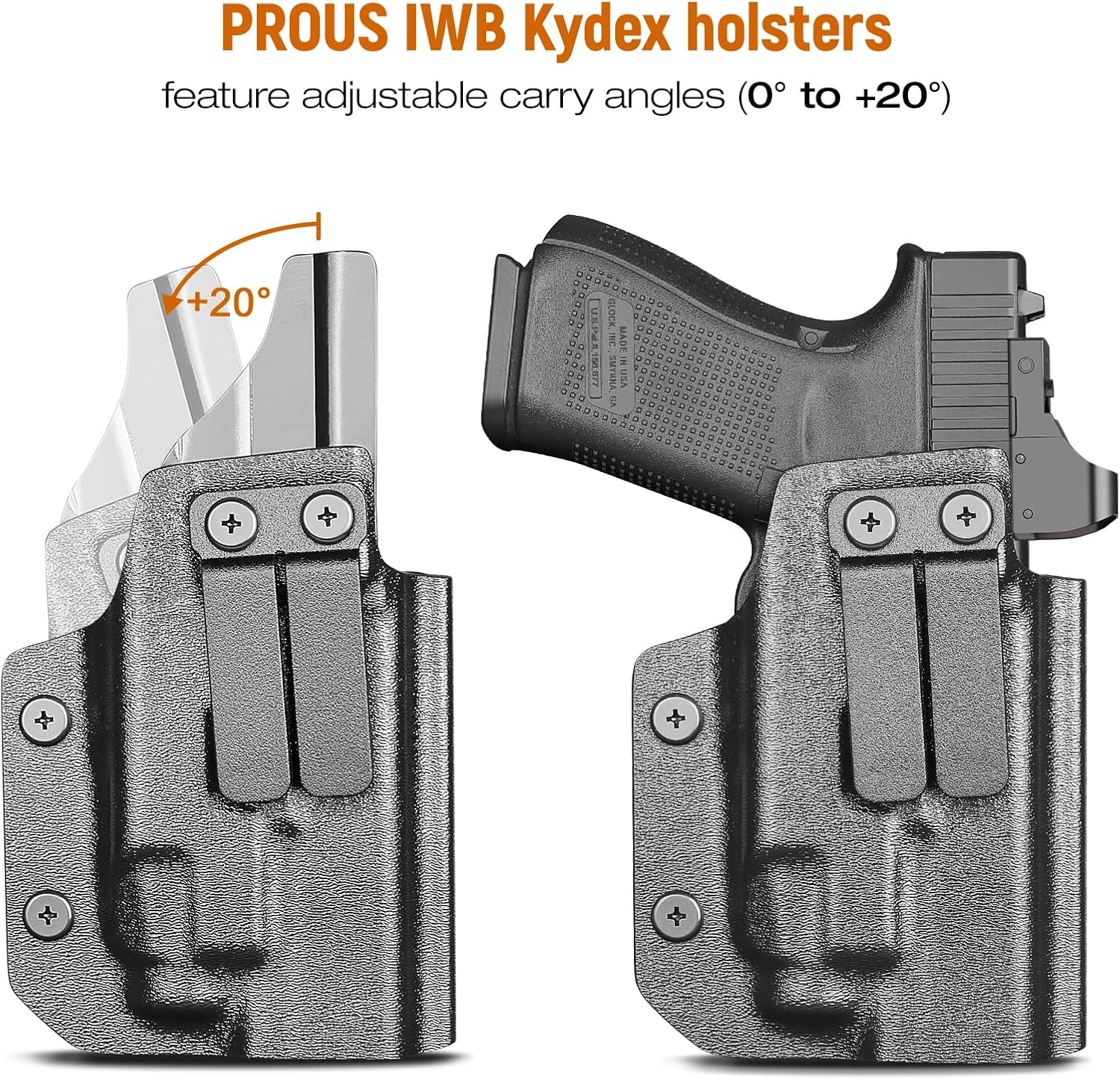 IWB Kydex Holster for Glock 19 with TLR7/ TLR7A, Fit Glock 17/19 Gen 3-5, 23/32 Gen 3-4 & 19X/ 44/45, Inside Waistband Conceal Carry, Optic Cut, Adj. Cant & Retention, Right Hand - WARRIORLAND