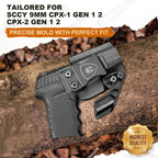 SCCY CPX-1 / CPX-2 w/Claw & Optics Cut, IWB Kydex Holster for SCCY CPX1 & SCCY CPX2, Inside Waistband Appendix Carry, Right Hand|WARRIORLAND - WARRIORLAND