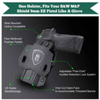 Kydex Appendix Open Carry OWB Paddle Holster with Red Dot Optics Cut for Smith & Wesson S&W M&P Shield 9mm 380 EZ Pistol Trigger Guard | WARRIORLAND