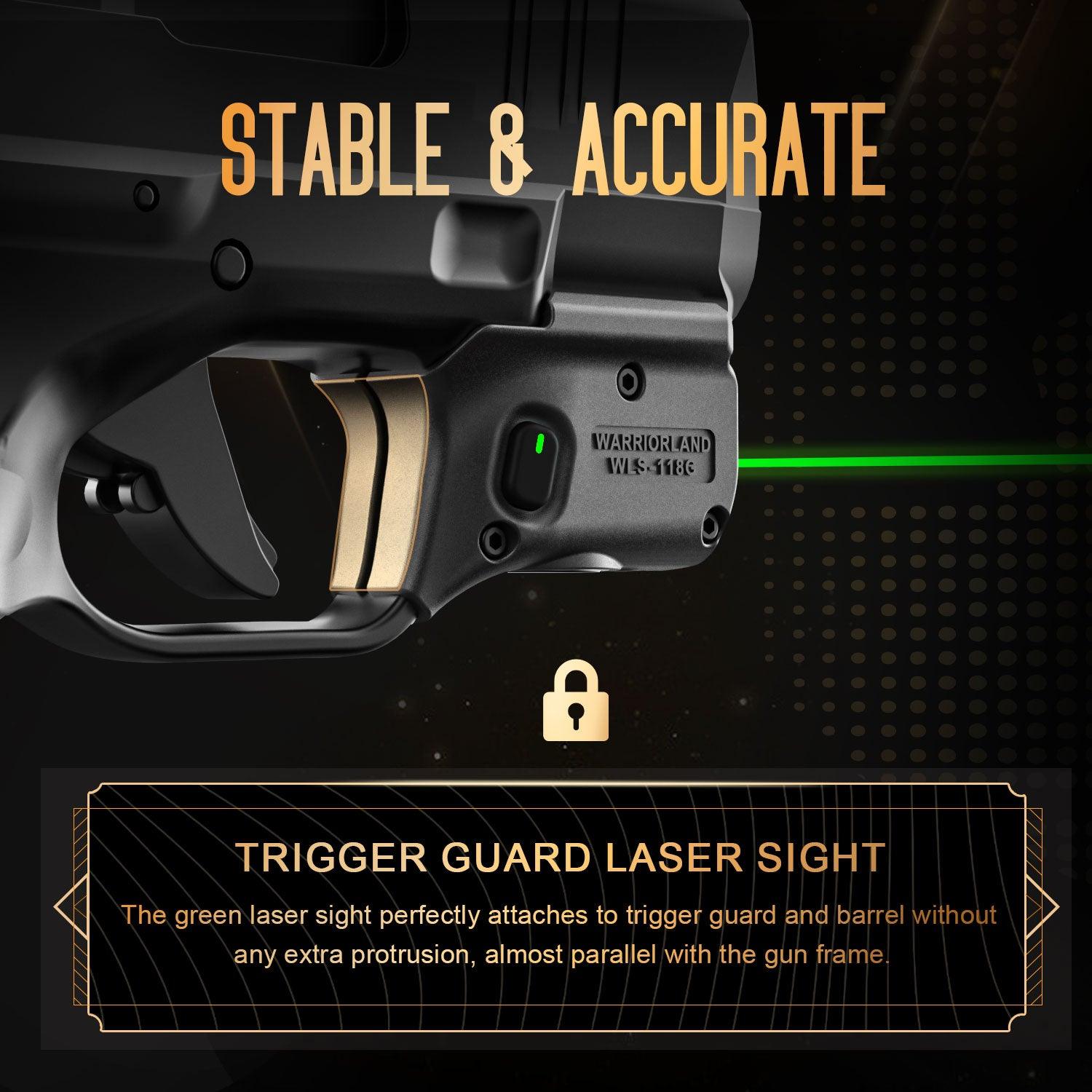 WARRIORLAND Green Laser Sight Fit Springfield Hellcat with Kydex Holster, First Green Beam Sight with Power Indicator, Hellcat Laser with IWB Holster Right Hand, WLS-118G w/Hellcat Holster - WARRIORLAND