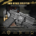 IWB Kydex Holster with Claw Attachment and Optic Cut Fit G20 / G21 (Gen 3 4 5) & G22 Gen 5 Pistol, Inside Waistband Appendix Carry G21 Holster, Adj. Cant & Retention, Right Hand|WARRIORLAND - WARRIORLAND